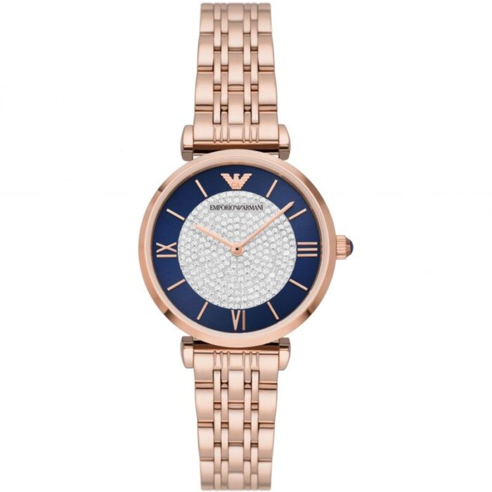 Emporio Armani Gianni T-Bar Quartz Crystals Black Dial Gold Steel Strap Watch For Women - AR11423 - Image 8